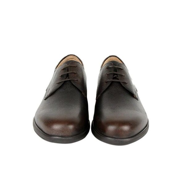 Salvatore Ferragamo Men's Fulvio Dark Brown Pebble Leather Oxford Shoes (9.5 EE)